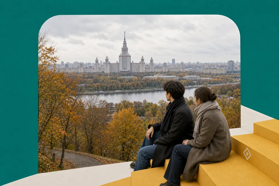 Москва: студенты смотрят на город, осень